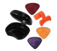 Garneck 1ensembles Supports pour Médiators Silicone et Repose-Doigts pour Pouce et Index Adaptés Guitare Acoustique Électrique Basse et Ukulélé avec Porte-médiators Couleur Aléatoire