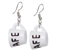 Garneck 1Paire Boucles Oreilles Pendantes Forme de Mini Tasse de Café Blanche pour Femme Bijoux de Mode Contemporains Parfaits pour Toutes Occasions