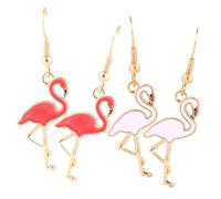 Garneck 2 paires Boucles Oreilles Bohémiennes Flamant Rose Pendantes pour Femmes Légères et Confortables Lot de Rouge Rose Bijoux Fantaisie