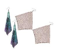 Garneck 2 paires Boucles Oreilles Longues Légères pour Femmes Pendantes à Sequins et Formes Géométriques Carrées Bijoux et Élégants pour Fêtes et Parures Féminines