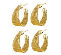 Garneck 2 paires Boucles Oreilles Rondes Semi Géométriques Doré Élégantes Bijoux pour Femmes Stylées Confortables et Durables pour