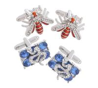 Garneck 2 Paires Boutons de Manchette Métal pour Homme Design Abeille et Serpent Décoratifs et Résistants pour Chemises et Costume Business Lot