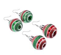 Garneck 2 Paires de Boucles d'Oreilles Pendantes de Boule de Noël Légères et Indéformables Couleur Vive Bijou Créatif pour Femme Présent pour Fêtes et Occasions