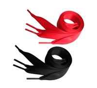 Garneck 2 paires Lacets Larges Plats Polyester pour Baskets et Chaussures Décontractées Rouge et Noir Lacets Épais Sécurisés et Stylés