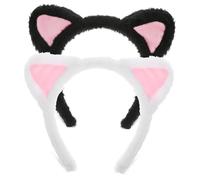 Garneck 2 Pièces Bandeau Animaux Bandeau Oreille De Chat D'oreille x Amusants Spa Pour Se Laver Le Visage Oreilles De Chat Adulte Groupe En Tissu