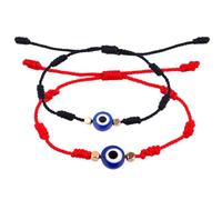 Garneck 2 pièces Bracelets Tressés Ajustables Mauvais Œil Lot pour Hommes et Femmes Bijoux Amour et Amitié Accessoires Minimalistes Résistants et Confortables Rouge Noir
