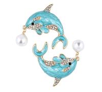 Garneck 2 pièces Broche Dauphin Alliage avec Ornement Nacré Épingle à Châle Élégante Accessoires Mode pour Femme de Décorations Polyvalentes pour Vêtements