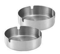 Garneck 2 pièces Cendriers Acier Inoxydable Épais Cendrier Solide Intérieur Extérieur Fentes pour Cigarettes pour Maison Bureau Patio