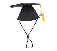 Garneck 2 Pièces Chapeau De Baccalauréat Casquette pour Animaux De Compagnie Chien Mignon Chat Casquette De Graduation Animal De Compagnie Pompon Caps De Remise des Diplômes Noir Chiffon