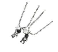 Garneck 2 pièces Collier Couple Magnétique avec Pendentif Astronaute Acier Inoxydable Accessoire et Élégant pour Amoureux Idée Originale pour Couple