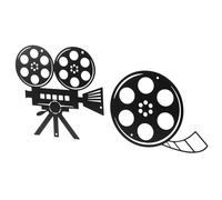 Garneck 2 Pièces Décoration Murale Bobine Film Vintage Métal Ornements Suspendus Style Cinéma Classique pour Salon et Espace de Vie