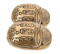 Garneck 2 pièces Figurine Scarabée Égyptien Résine Robuste avec Hiéroglyphes Sculpture Artisanale Décorative pour Bureau Maison et Voiture Symbole de Protection et Renaissance
