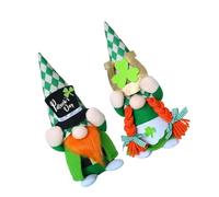 Garneck 2 Pièces Figurines Gnomes Scandinaves Saint-Patrick Lot Décoration Trèfle Vert sans Visage Ornements Peluche pour Table et Étagère Style Tomte Suédois