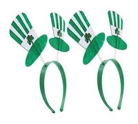 Garneck 2 pièces Headwear For Patricks Day Satin Shamrock Hat Headbands Irish Festival Party Props Comfortable Hair Accessories For St Patricks Day Celebration