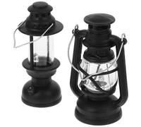 Garneck 2 Pièces Mini Lampe à Huile Rétro pour Maison de Poupée Décoration Miniature Vintage Noire Éclairage Décoratif DIY Accessoires pour Amateurs de Dollhouse