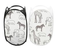 Garneck 2 Pièces Panier à Linge Pliable Forme de Girafe de Rangement Mural pour Vêtements Panier de Stockage pour Salle de Bain pour Rangement à Noir Blanc