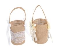 Garneck 2 Pièces Panier Fille Jute Vintage Corbeille avec Anse pour Cérémonie de Mariage Décoration Romantique et