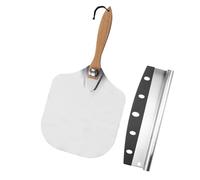 Garneck 2 pièces Pelle à Pizza Pliable Aluminium avec Manche Chaleur Pelle Fine pour Transfert Pizza et Gâteau avec Raclette Inox Pratique Lot de Accessoires