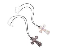 Garneck 2 Pièces Pendentifs Croix Verre Durables Charms de Bijoux Faits Main pour Bricolage Ornement Religieux Chrétien Élégant Accessoires Uniques Noir et Blanc