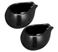 Garneck 2 pièces Pichet Lait Céramique Noir Tasse à Lait Simple et Pratique Récipient pour Cuisine Service de Sauces et Café Design Européen pour Usage Domestique et Restaurant