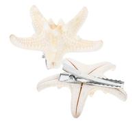 Garneck 2 Pièces Pince à Cheveux Étoile de Mer Naturelle Cinq Branches Beige Faite Main, Accessoire Élégant pour Femmes et Filles, pour Réunions Entre Amis et Anniversaires