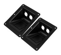 Garneck 2 Pièces Plaque de Haut-parleur en Fer Noir avec Boîte de Jonction pour Câble Stable et Protection des Connecteurs, pour Équipements Audio de Concert et Scène