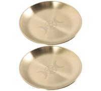 Garneck 2 Pièces Plateau Décoratif Pentagramme en Métal Doré, Rond | Rangement pour Petits Objets, Surface Lisse Polie, Style Classique, Usage Rituel et Bijoux