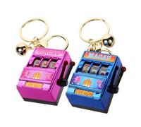 Garneck 2 Pièces porte-clés de machine à sous simple enfants chanceux dessin animé jackpot réaliste des machines à sous las végas machines à clés jeu de chaîne Plastique