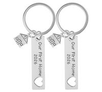 Garneck 2 Pièces Porte-clés Inox Maison Creuse Cadeau Pendaison Crémaillère Première Demeure Léger et Élégant pour Nouveaux Propriétaires