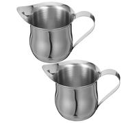 Garneck 2 Pièces Pot à Lait Inox 3oz Design Compact Finition Argentée pour Café Cappuccino et Préparation de Lait à la Maison