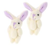 Garneck 2 Pièces Poupée Lapin Peluche Articulée Mini Lapin Doux Peluche Blanc Aux Oreilles Violettes Souple avec Articulations Flexibles Cadeau pour Pâques Mariage et Décoration