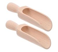 Garneck 2 Pièces scoop de grain scoop de sucre cuillère à grains en bois boule de flocons d'avoine cuillère à épices en bois Beige