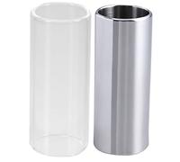 Garneck 2 Pièces Slide de Guitare Verre Transparent et Acier Inoxydable Argenté Bottleneck Moyen pour Guitare Électrique et Basse et Sustain Prolongé