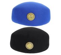 Garneck 2 pièces Stewardess Hat Femme Retro Performance Supply Casquette Airline Noir et Bleu Design Ergonomique et Confortable pour Spectacle