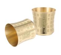 Garneck 2 Pièces Tasse à Thé Rétro Laiton Vintage Bol Offrande Sacrée pour Cérémonie Bouddhiste Tasse Asiatique sans Anse pour Dégustation de Thé Kung Fu et Sake Japonais