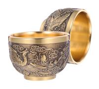 Garneck 2 pièces Tasses à Thé Cuivre Rétro Style Chinois Dragon Phoenix Résistantes et Élégantes pour Dégustation Fêtes Mariages et Anniversaires