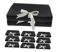 Garneck 20 Pièces Boîtes Cadeau Noires avec Ruban pour Emballage Écharpes Chemises Sacs Présent Engagement Anniversaire Mariage Noël