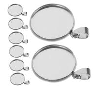 Garneck 20 Pièces Kit de Supports Pendentifs Ronds Acier Inoxydable pour Création Bijoux DIY Plateaux Cabochon Argentés Adaptés Bracelets et Colliers