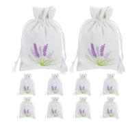 Garneck 20 Sachets en Coton Blanc pour Lavande, Paquet Vides Brodés avec Cordon, Dimensions 10x14 Cm, pour Mariage ou Bureau, Design Élégant et Portable