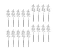 Garneck 24 Pièces Tiges de Baies Scintillantes Argentées en Plastique et Mousse pour Décoration de Noël, Accessoires DIY pour Guirlandes et Organisation de Banquet