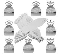Garneck 25 Pièces Boîte à Bonbons Couronne en Papier, Argenté, Pliable | Découpe Ajourée, Qualité Alimentaire, Installation Facile, Lot de Pochettes pour Fête