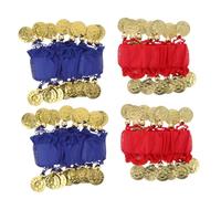Garneck 2paires Bracelets Égyptiens Avec Clochettes Pour Femmes Danse Orientale Rouges Et Bleu Roi Accessoires Fantaisie Pour Chorégraphie Et Costume De Danse
