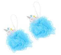 Garneck 2pcs Boule de Bain Licorne pour Garçon et Filles en Pe et Pvc Poufs de Bain Sûrs et Exfoliants Bleu