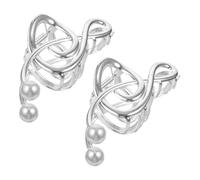 Garneck 2pcs Pinces à Cheveux Griffe Note de Musique en Alliage de Zinc Perles Argentées, Maintien Sécurisé pour Femmes, Accessoires de Coiffure Élégants pour Diverses Occasions