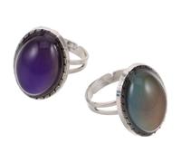 Garneck 2pièces Bague Humeur à Changement de Couleur Ovale Pierre pour Femmes Bagues Vintage Ajustables Qui Changent de Couleur