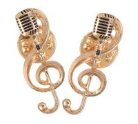 Garneck 2pièces Lot de Broches Unisexes Doré Motif Microphone et Note de Musique Accessoire pour Soirée ou Banquet