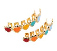 Garneck 2pièces Lot de Fausses Dents Bijoux Dentaires Décoratifs Effet Huile Colorée Accessoires de Déguisement pour Hommes et Femmes pour Soirées Hip-hop et Fêtes