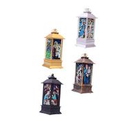 Garneck 3 Ensembles Petit Ornement De Lampe À Huile Bougie Lanternes Noël Lanterne À Flamme Lanterne Décorative Lumières LED Lanterne Crèche Lampe À Vent Portative Plastique 4 Pièces * 3