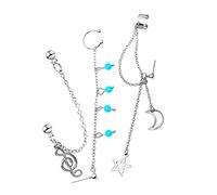 Garneck 3 pièces Boucles Oreilles à Chaîne Longue Inoxydable Ensemble de Style Minimaliste sans Perçage avec et Perles pour Femmes pour Toutes Occasions