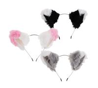 Garneck 3 Pièces Cat Ears Headbands For Women Fluffy Plush Hair Accessories Comfortable Cosplay Kitten Headbands For Halloween Party And Masquerade